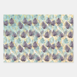 Tropical Lila Green Gold Blätter