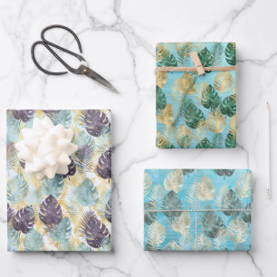 Tropical Lila Green Gold Blätter