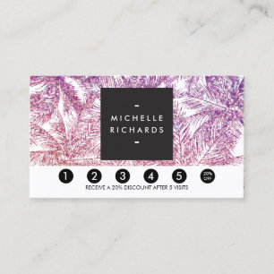 Tropical Lila/Pink Glitzer Palms Loyalty Card Treuekarte