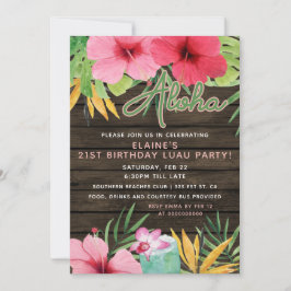 Tropical LUAU Adult Birthday Party Einladung