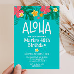 Tropical Luau Aloha 40. Geburtstag Einladung<br><div class="desc">40. Geburtstag Einladungen mit einem lustigen und farbenfrohen tropischen Thema. Passen Sie die Einladung mit Ihren Party-Details an,  um es zu Ihrem eigenen zu machen!</div>