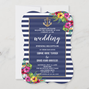 Tropical Luau Floral Wedding Abend Empfang Einladung