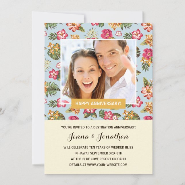 Tropical Luau Foto Jubiläum Party Einladung (Vorderseite)