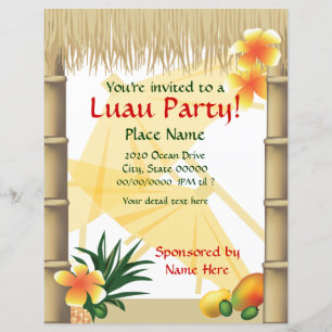 Tropical Luau Party Tiki Hut Event Flyer 2