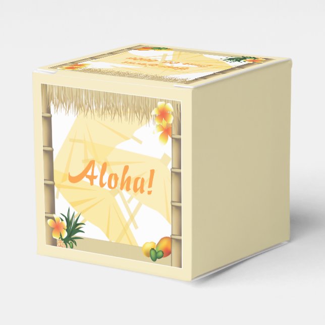 Tropical Luau Party Tiki Hut Gastgeschenk Box Geschenkschachtel (Vorderseite)