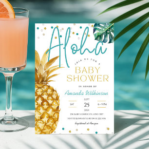 Tropical Luau Pineaple Beach Aloha Babydusche Einladung