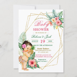 Tropical Luau Pineaple Girl Baby Shower Einladung