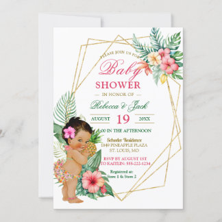 Tropical Luau Pineaple Girl Baby Shower Einladung