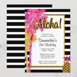 Tropical Luau Stripes 21. Geburtstag Einladung