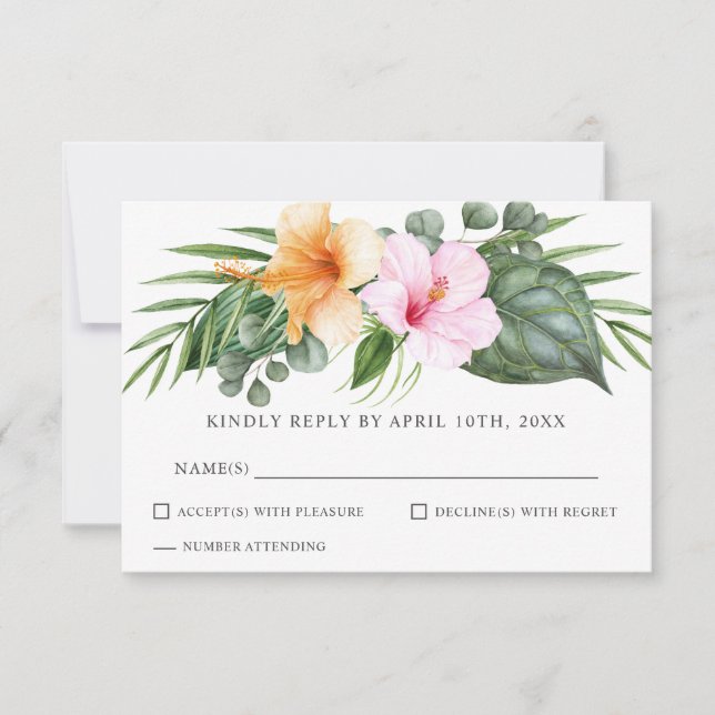 Tropical Luau Wedding in Paradies UAWG RSVP Karte (Vorderseite)
