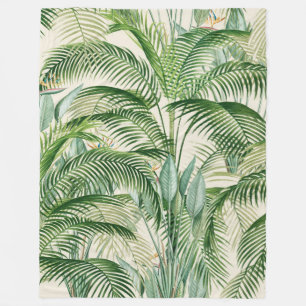 Tropical Lush Foliage Palm Blätter Muster Fleecedecke