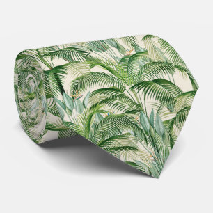 Tropical Lush Foliage Palm Blätter Muster Krawatte
