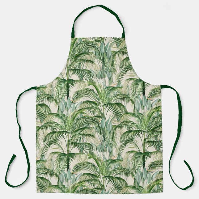 Tropical Lush Foliage Palm Blätter Muster Schürze (Vorderseite)