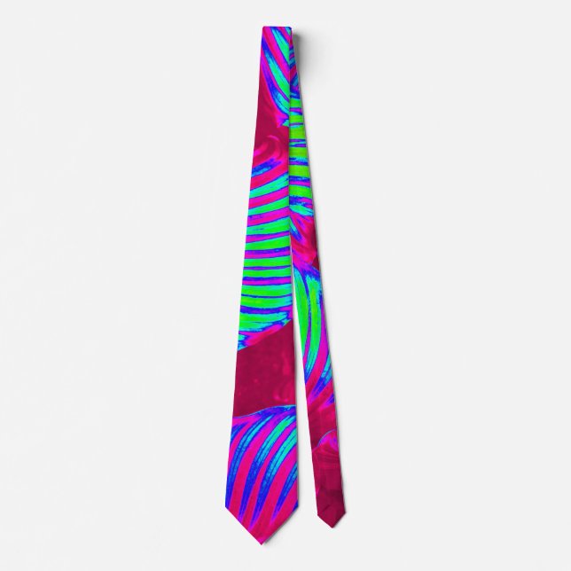 Tropical Lush Magenta Blätter Krawatte (Vorderseite)