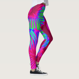 Tropical Lush Magenta Blätter Leggings