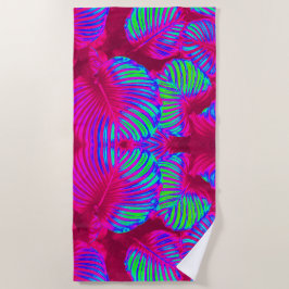 Tropical Lush Magenta Blätter Strandtuch