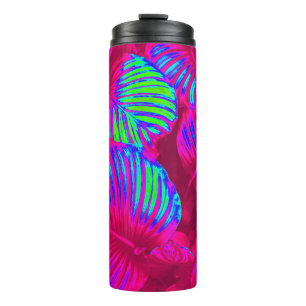 Tropical Lush Magenta Blätter Thermosbecher