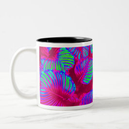 Tropical Lush Magenta Blätter Zweifarbige Tasse