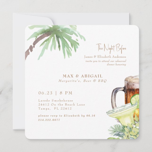 Tropical Margaritas Beer & GRILLEN Einladung (Vorderseite)