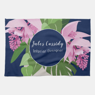 Tropical Medinilla Blume Dark Blue Circle Geschirrtuch