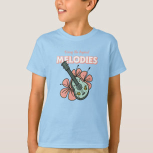 Tropical Melodies Ukulele Floral Art T-Shirt