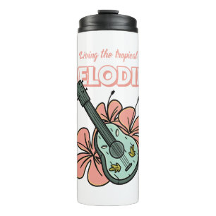 Tropical Melodies Ukulele Floral Art Thermosbecher