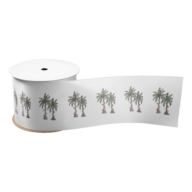 Tropical Mercury Palm Trees Muster Satinband (Spule)