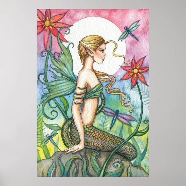 Tropical Mermaid Poster Print von Molly Harrison (Vorne)