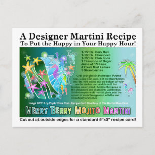 Tropical Merry Berry Mojito Martini Rezept Card Feiertagspostkarte