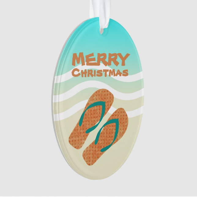 Tropical Merry Christmas Beach Vagues Flip Flops (devant)