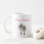 Tropical Merry Christmas Palm Trees Beach Kaffeetasse<br><div class="desc">Tropical Beach Frohe Weihnachtskaffee-Tasse,  mit einer Palmen Illustration und Schrift Typografie. Mit anpassbarer Schrift fügen Sie Ihre eigenen Informationen hinzu. Ein fröhlicher Weg,  um Ihr Lieblings-Urlaub heiße Getränke zu feiern.</div>