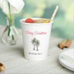 Tropical Merry Christmas Palm Trees Beach Pappbecher<br><div class="desc">Tropical Beach Frohe Weihnachtszeitung Tasse,  mit Palmen zeichnend und Schrift Typografie. Mit anpassbarer Schrift fügen Sie Ihre eigenen Informationen hinzu. Eine festliche Ergänzung zu Ihrem Urlaub unterhaltsam.</div>