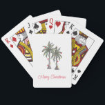Tropical Merry Christmas Palm Trees Beach Spielkarten<br><div class="desc">Tropical Beach Frohe Weihnachtskarten,  mit einem Palmen String Lichter Illustration und Schrift Typografie. Mit anpassbarer Schrift fügen Sie Ihre eigenen Informationen hinzu. Eine festliche Ergänzung zu Ihrer Feier und Unterhaltung.</div>