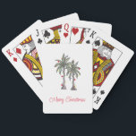 Tropical Merry Christmas Palm Trees Beach Spielkarten<br><div class="desc">Tropical Beach Frohe Weihnachtskarten,  mit einem Palmen String Lichter Illustration und Schrift Typografie. Mit anpassbarer Schrift fügen Sie Ihre eigenen Informationen hinzu. Eine festliche Ergänzung zu Ihrer Feier und Unterhaltung.</div>