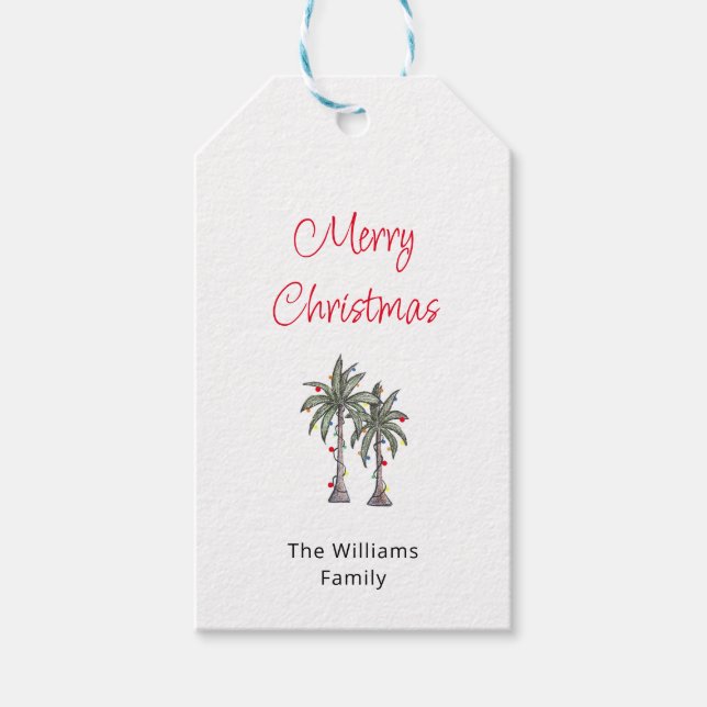 Tropical Merry Christmas Palm Trees Geschenkanhänger (Vorderseite)