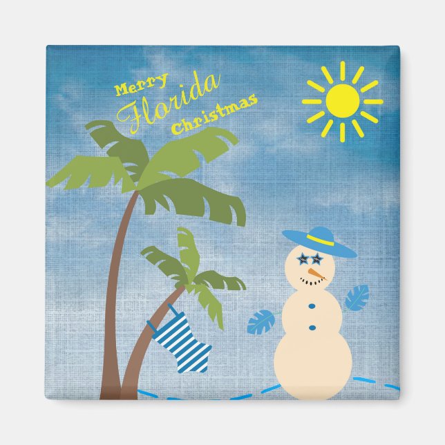 Tropical Merry Florida Weihnachtsmann am Strand Magnet (Vorne)