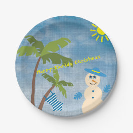 Tropical Merry Florida Weihnachtsmann am Strand Pappteller