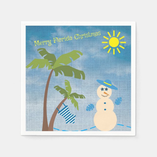 Tropical Merry Florida Weihnachtsmann am Strand Serviette (Vorderseite)