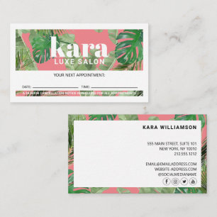 Tropical Modern Boutique Salon Pink Ernennung Treuekarte