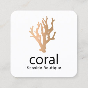 Tropical Modern Gold Coral Quadratische Visitenkarte