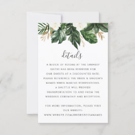 Tropical Modern Palm Cactus White Floral Details Einladung