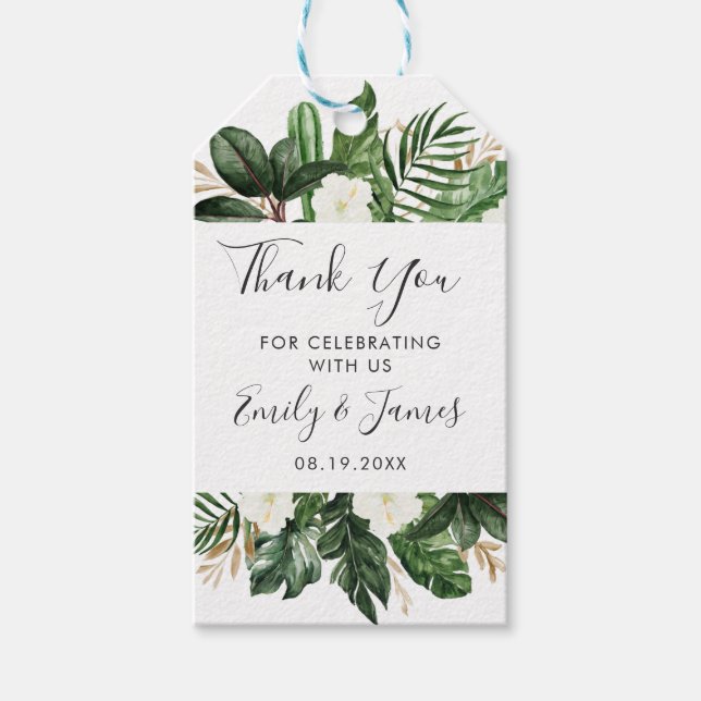 Tropical Modern Palm Leaf Kaktus Typografie Geschenkanhänger (Vorderseite)