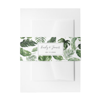 Tropical Modern Palm Philodendron Leaf Typografie Einladungsbanderole