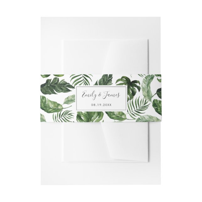 Tropical Modern Palm Philodendron Leaf Typografie Einladungsbanderole (Vorderseite Beispiel)