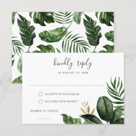 Tropical Modern Palm Rubber Tree Gold Leaf UAWG Einladung