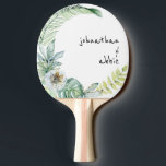Tropical Modern Schriftart Couple Names Ping Pong  Tischtennis Schläger<br><div class="desc">Golfbälle mit tropischen Namen. Monogramm. Spaß Schriftart.</div>