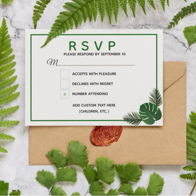 Tropical Modern Wedding RSVP Card Karte (Von Creator hochgeladen)