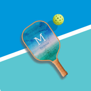Tropical Monogram Ocean Blue Green Beachy Pickleball Schläger