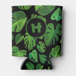 Tropical Monstera Aquarellmalerei Grün CUSTOM Dosenkühler