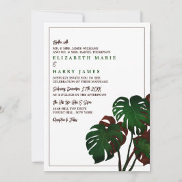 Tropical Monstera Beach Wedding Einladung